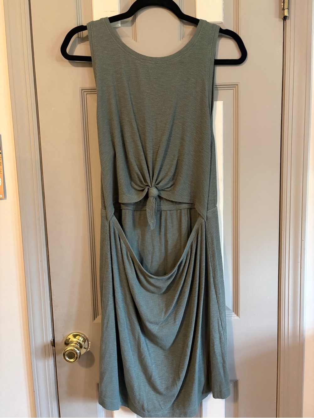 aerie Sage Green Knot-Front Sleeveless Midi Dress